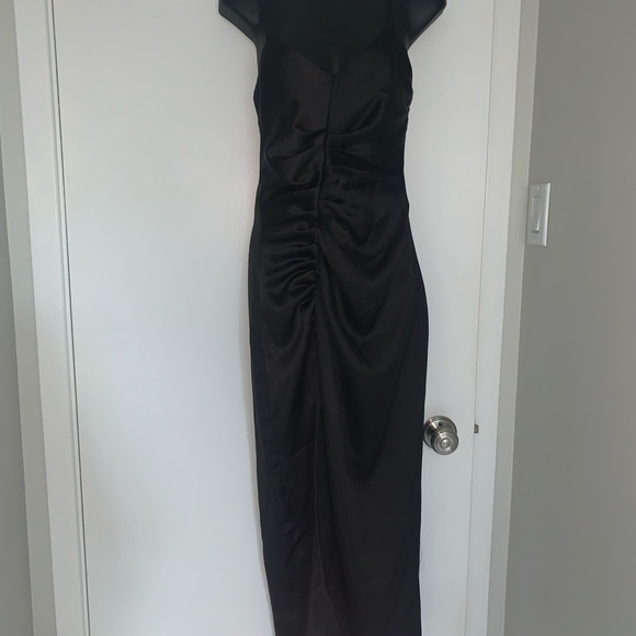 NEW! Zara satin black camisole dress side gathered asymetric - Picture 5 of 7